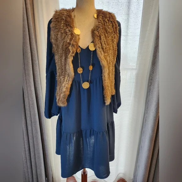 PINZIKO Long Sleeve Tunic Dress V Neck Casual Loose Flowy Swing Shift Dress M/L - Picture 6 of 14